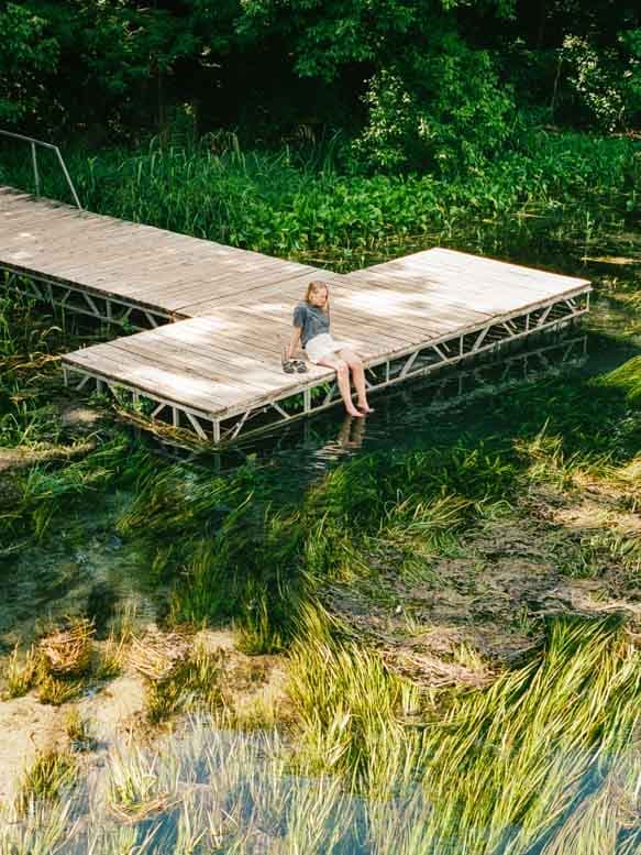 Taylor on the dock at Sewell Park in San Marcos, Texas