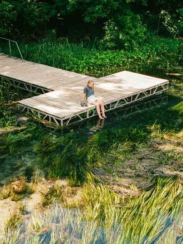 Taylor on the dock at Sewell Park in San Marcos, Texas