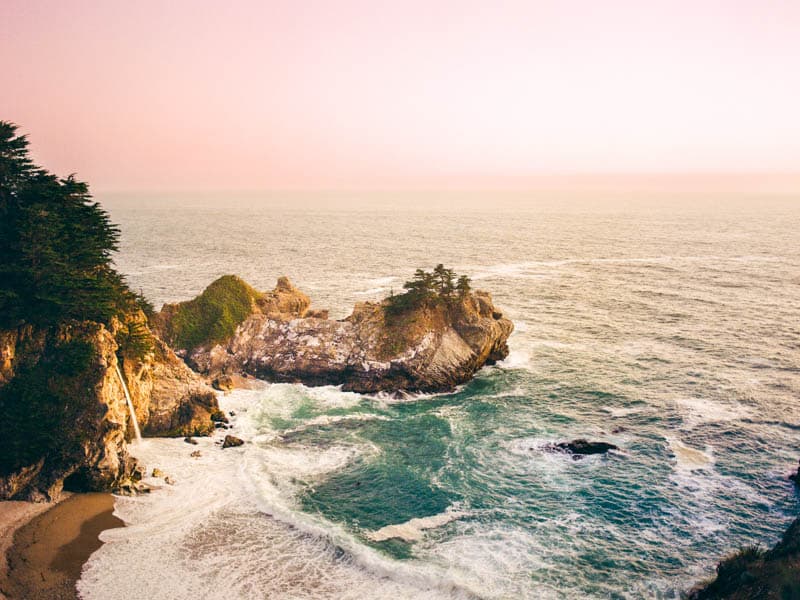 Sunset over McWay Falls in Big Sur, California
