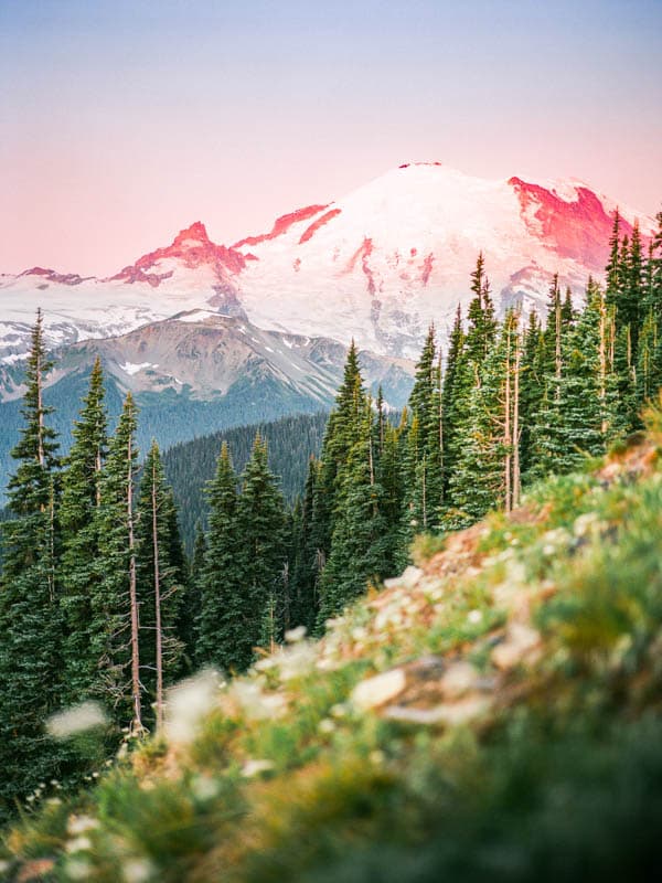 Sunrise over Mount Rainier in Sunrise, Washington