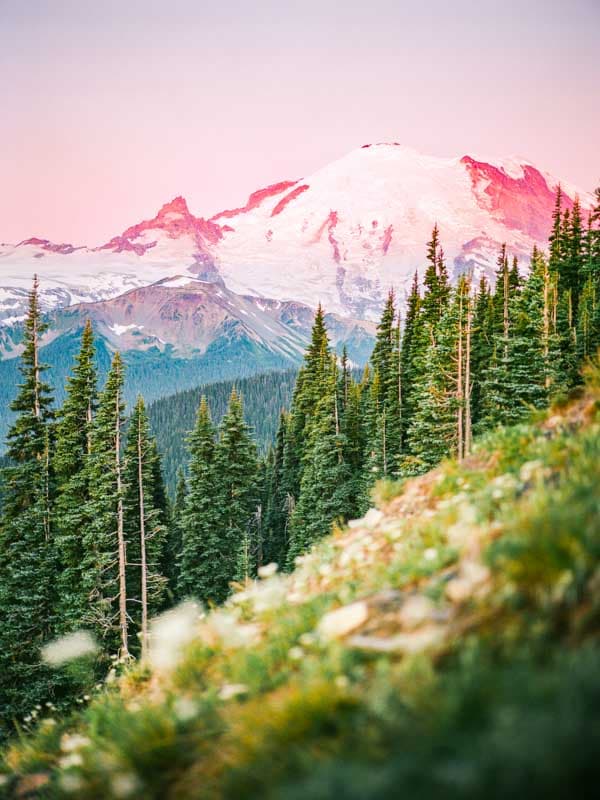Sunrise over Mount Rainier in Sunrise, Washington